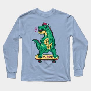 Skateboarding Dinosaur Long Sleeve T-Shirt